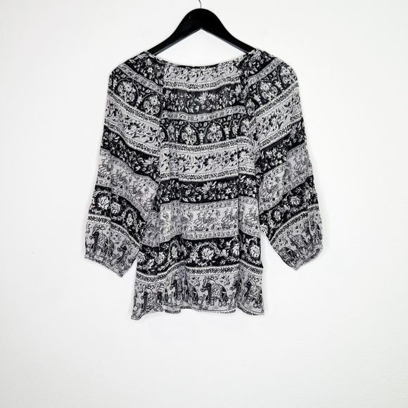 Joie Blouse Top Nancy in Caviar Elephant Print Oversized Top - Picture 5 of 5